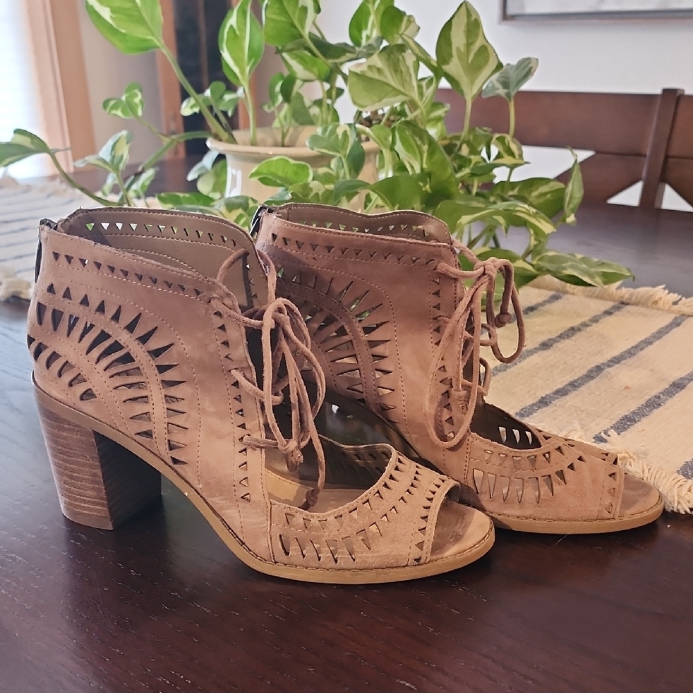 Vince Camuto Brown Lace-Up Heeled Sandals